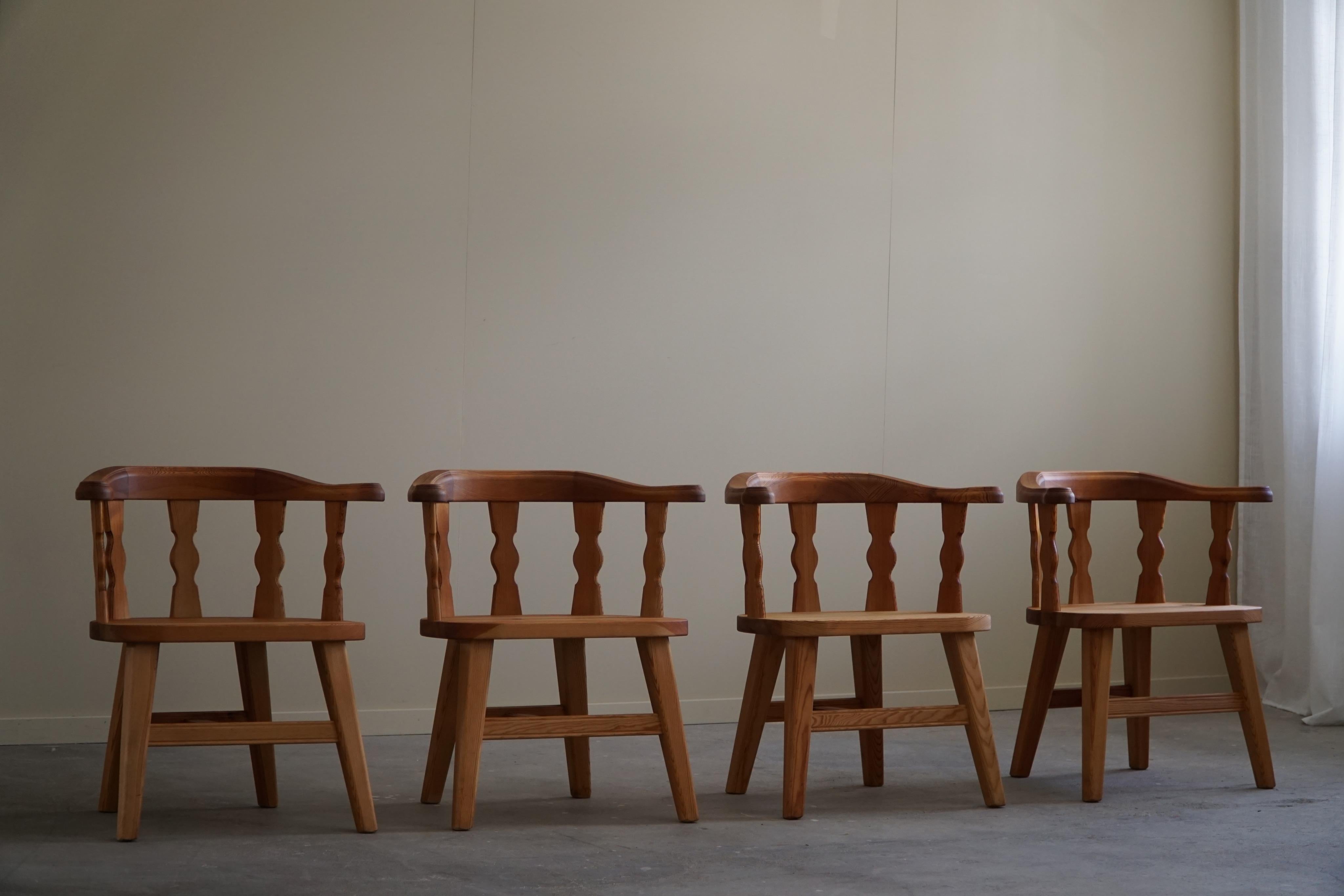 Set of 4 Norwegian Modern Armchairs by Krogenæs, Solid Pine, 1950s For Sale 14