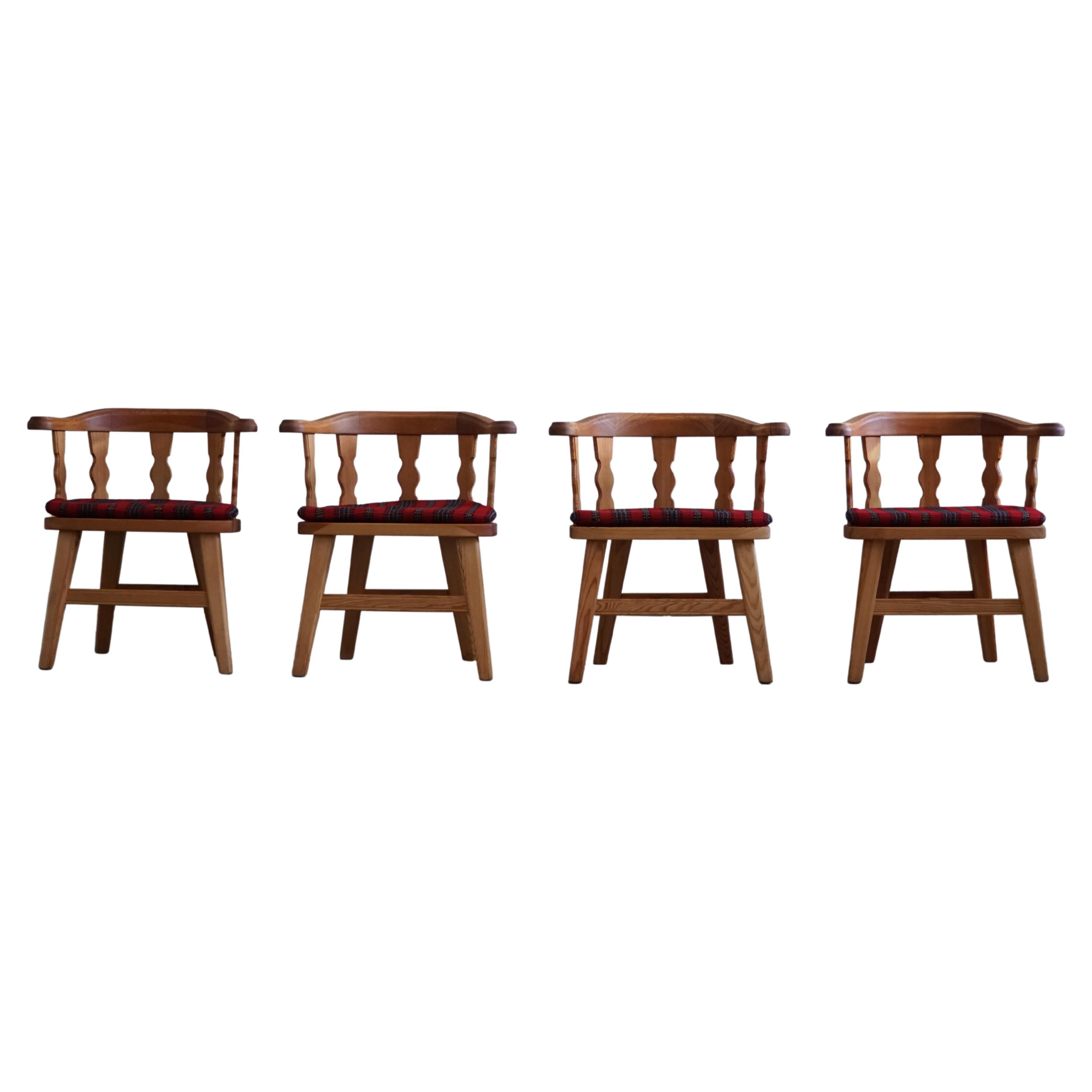 4 Norwegische Moderne Sessel von Krogenæs, Kiefer massiv, 1950er Jahre