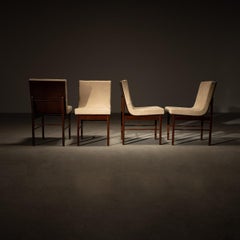Set of 4 Novo Rumo Dining Chairs in Brazilian Hardwood and Suede, Brazil, 1960s