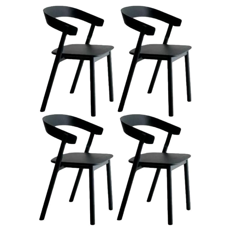 Set of 4, Nude Dining Chair, Black by Made By Choice For Sale