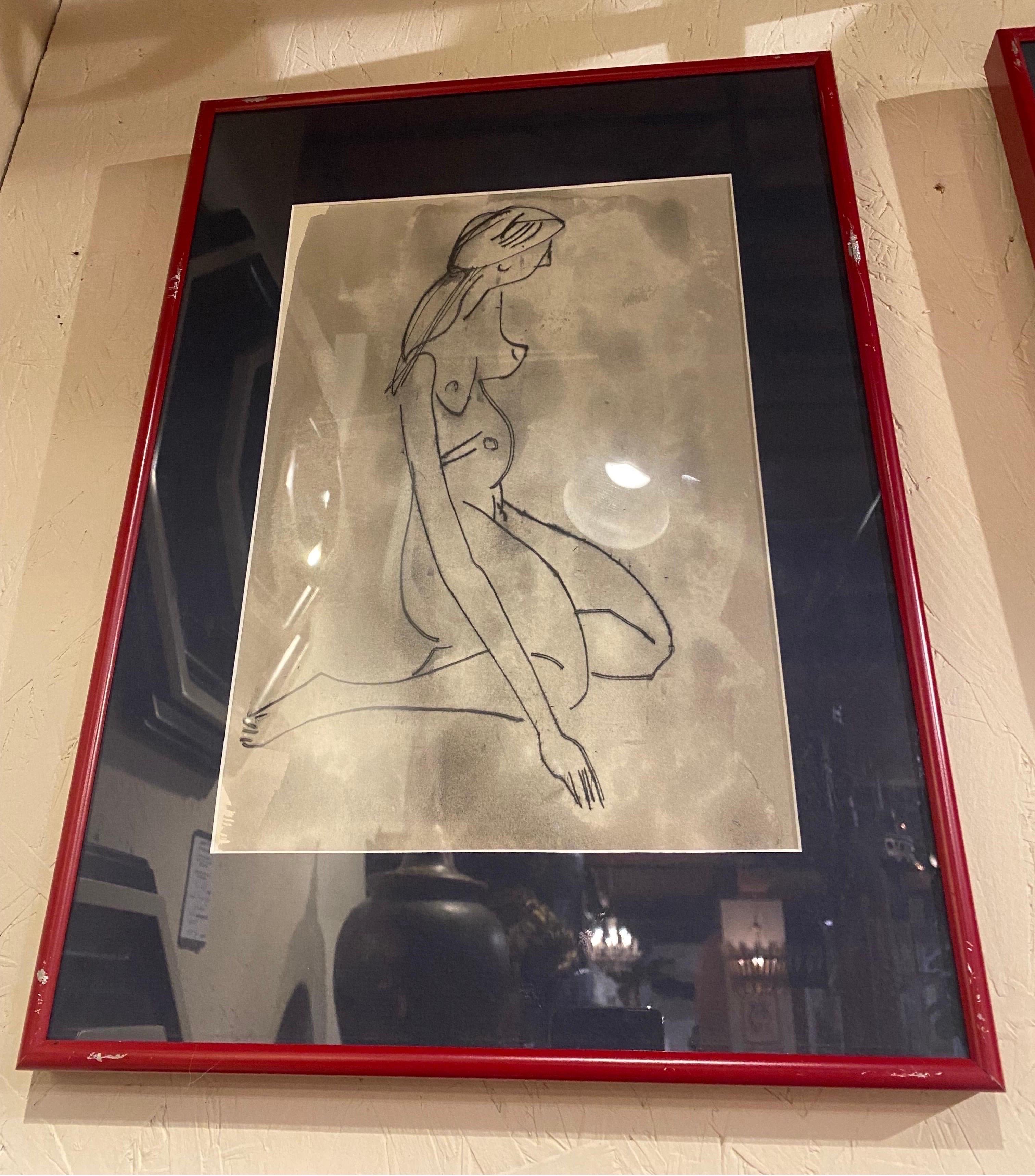 20th Century Set of 4 Nude Drawings For Sale