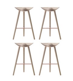 4er set ML 42 eiche und kupfer barhocker by Lassen