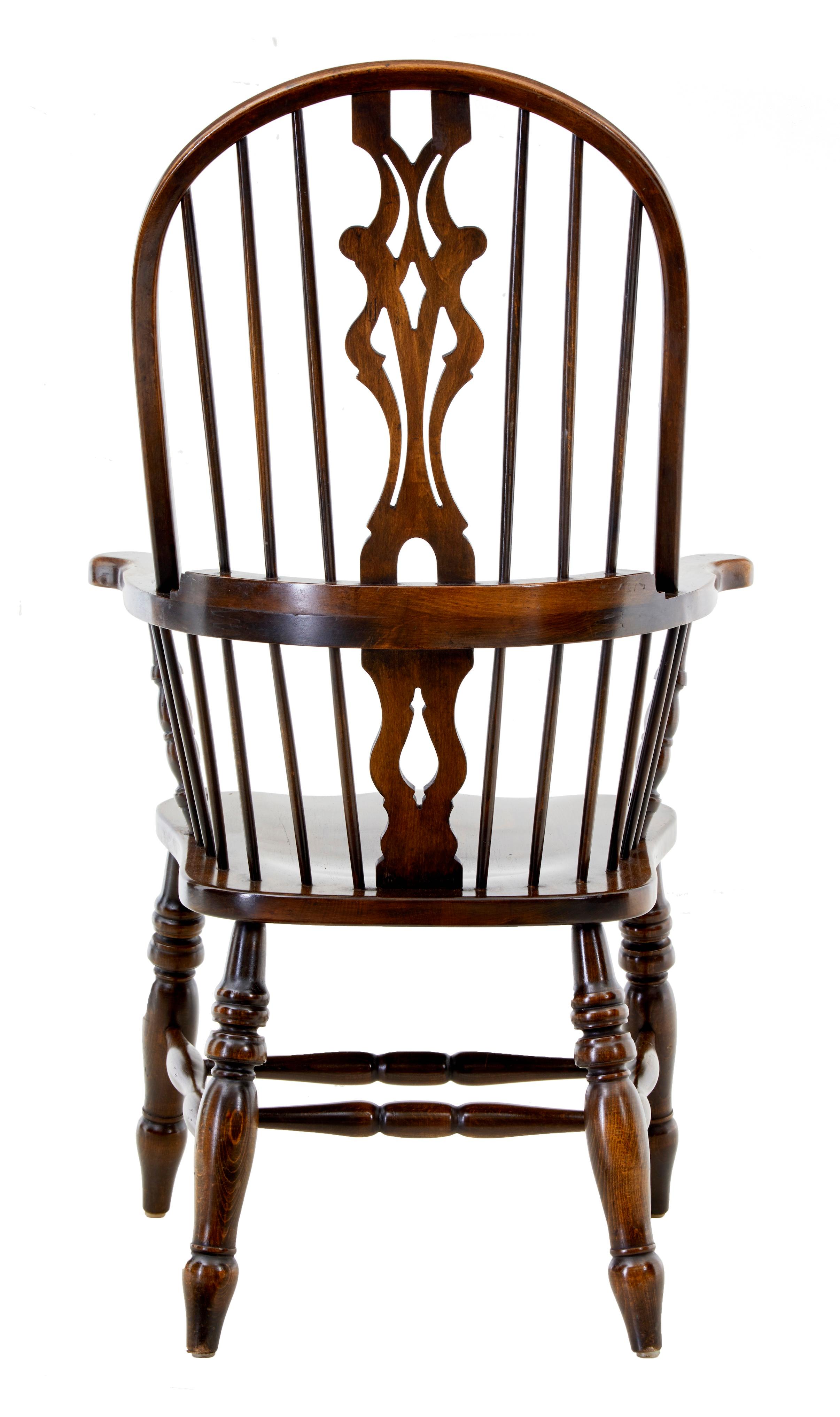 English Set of 4 Oak and Elm Windsor Armchairs by Bevan and Funnell