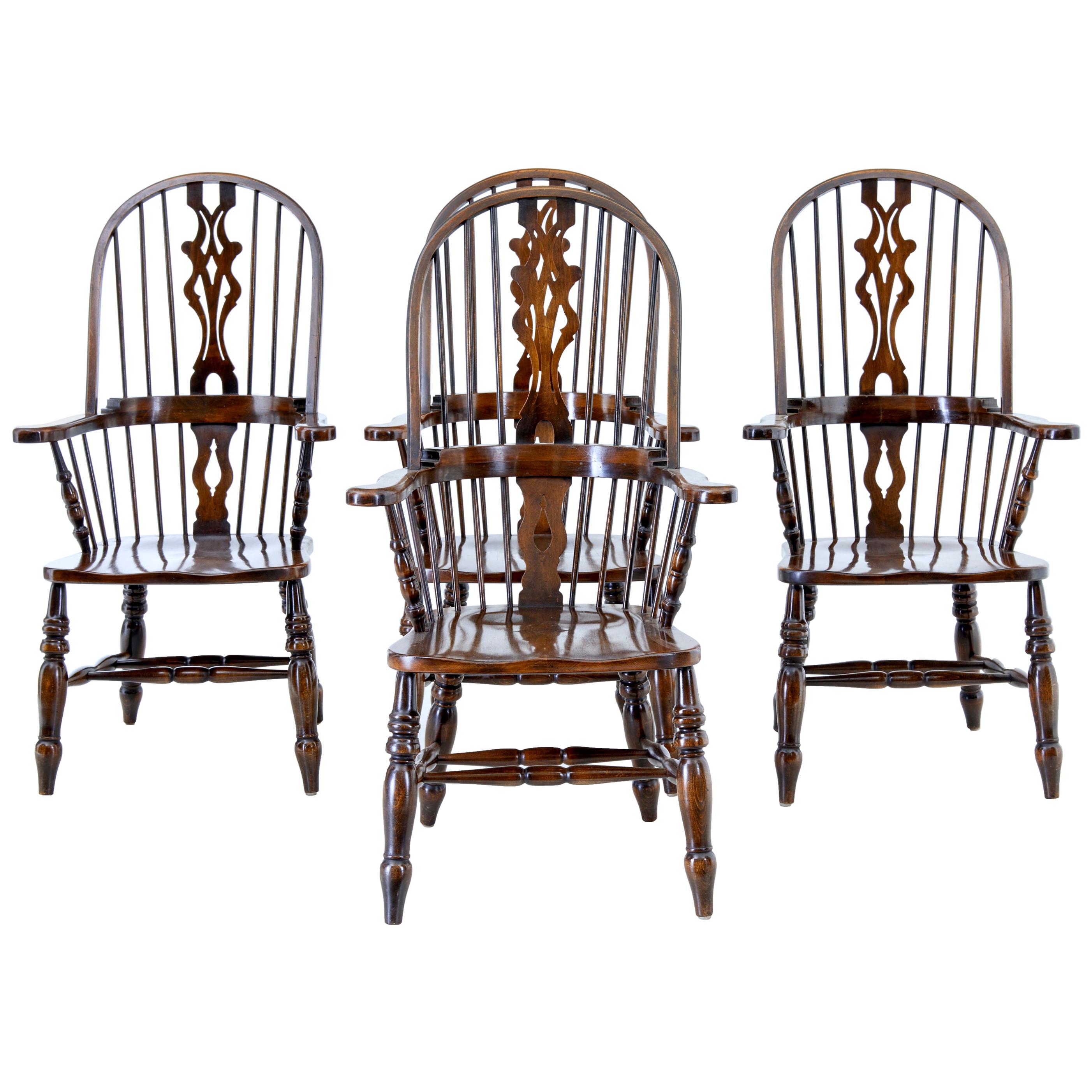 Set of 4 Oak and Elm Windsor Armchairs by Bevan and Funnell