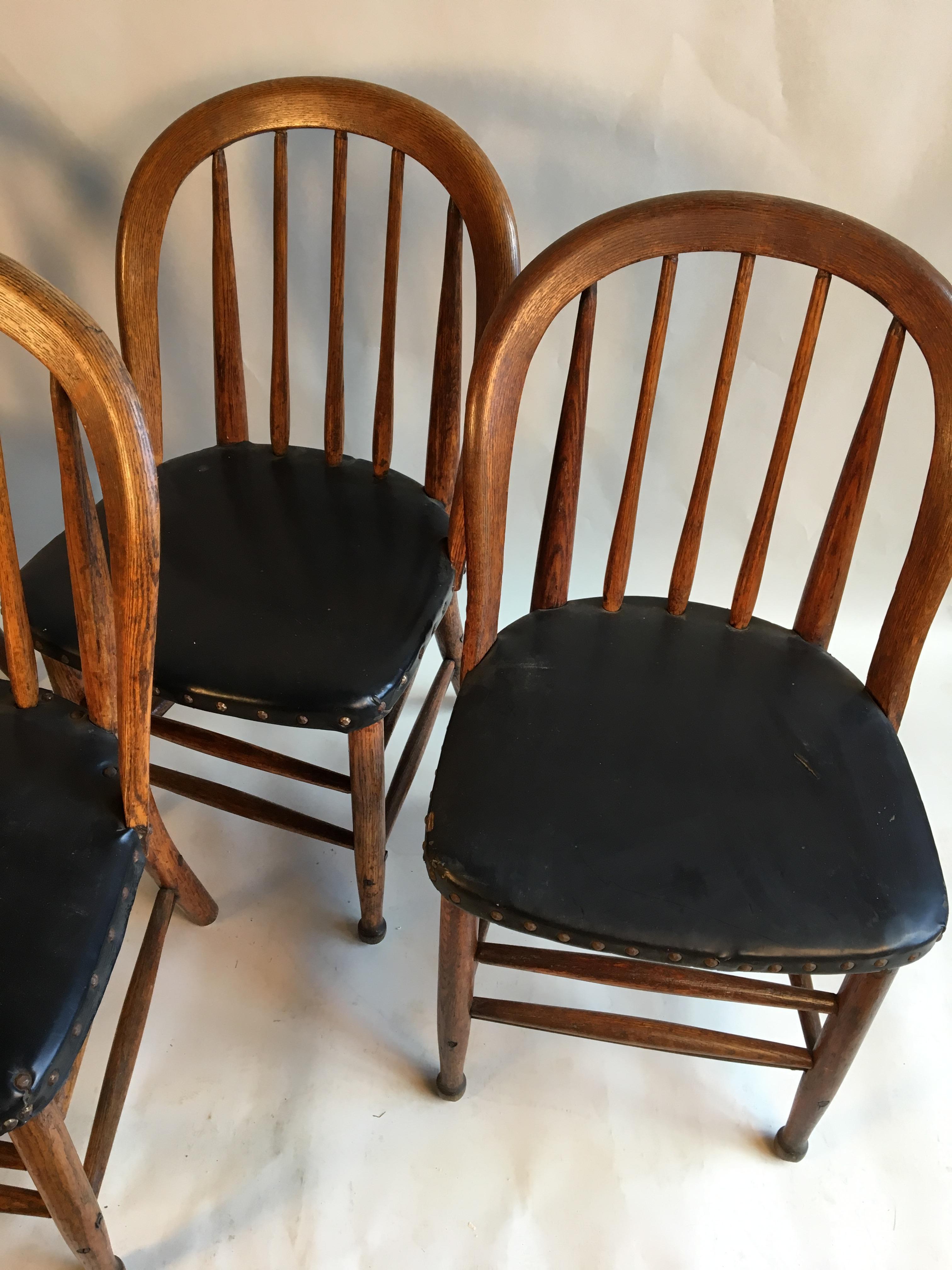 Country Set of 4 Oak Barrel-Back Chairs, circa 1880