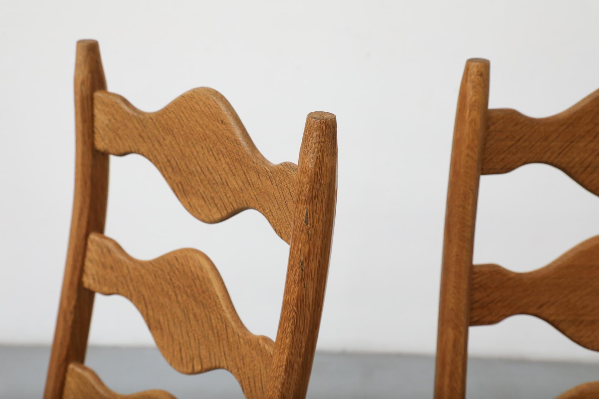 Set di 4 sedie da pranzo con schienale decorativo in Oak Brutalist di Henning Kjaernulf in vendita 4