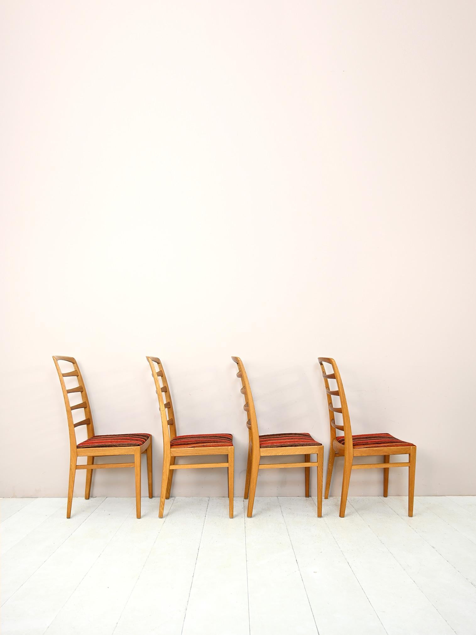 Scandinavian Modern Set of 4 Oak Chairs