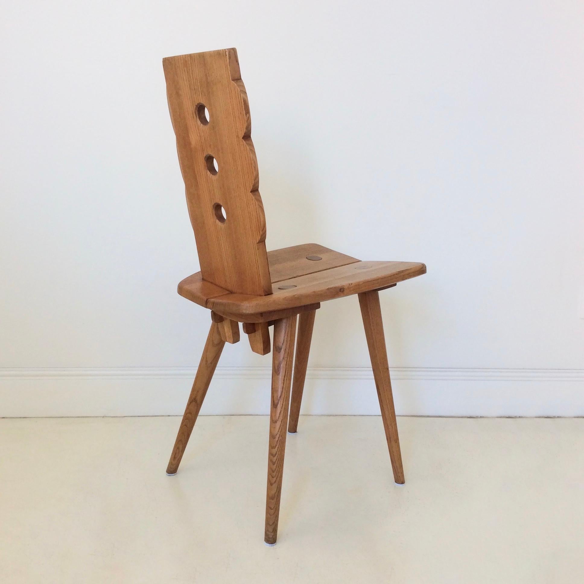 French Set of 4 Oak Chairs, France, circa 1950