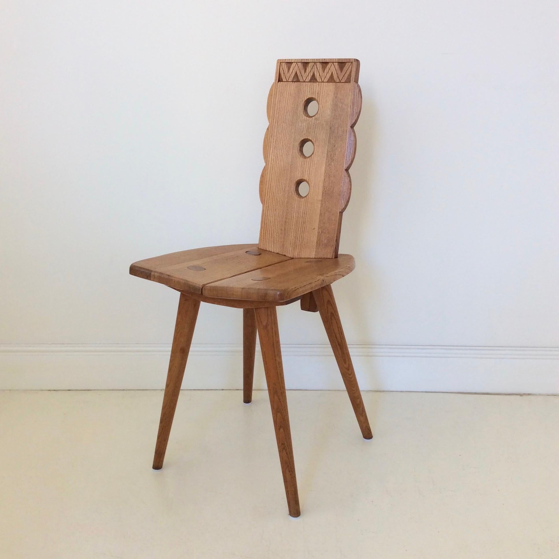 Mid-20th Century Set of 4 Oak Chairs, France, circa 1950