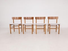 Set of 4 Oak Dining Chairs in the Style of Borge Mogensen, Denmark, 1960s