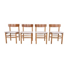 Set of 4 Oak Dining Chairs in the Style of Borge Mogensen, Denmark, 1960s