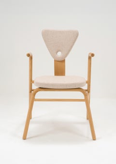 Set of 4 Oak Dining Chairs with Upholstered Back and Seat – Boytes Model