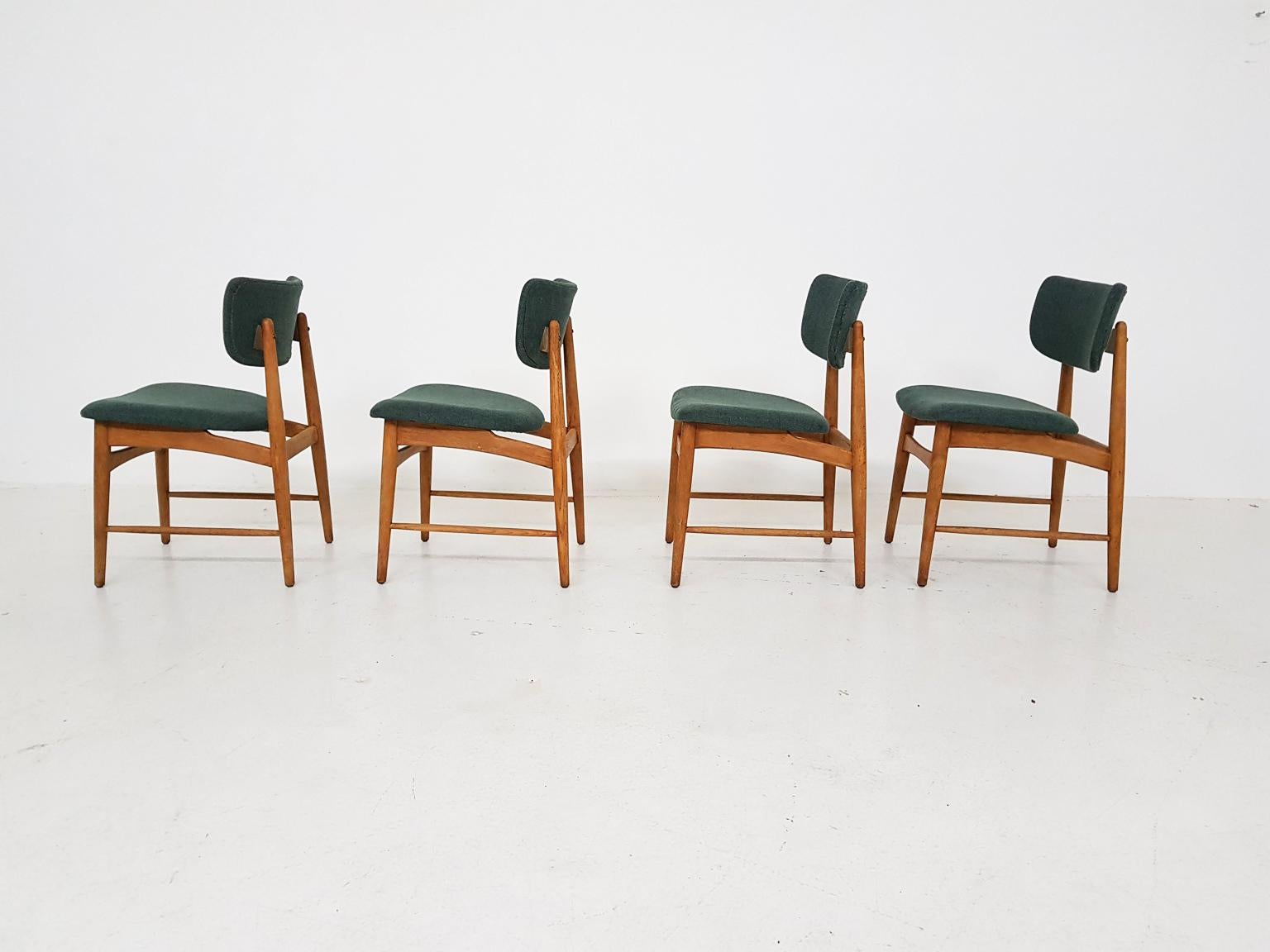 Scandinavian Modern Set of 4 Oak Dining Room Chairs Attributed to Bovenkamp, The Netherlands, 1960s For Sale