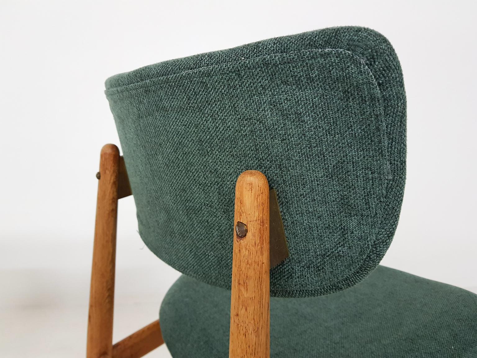 Fabric Set of 4 Oak Dining Room Chairs Attributed to Bovenkamp, The Netherlands, 1960s For Sale