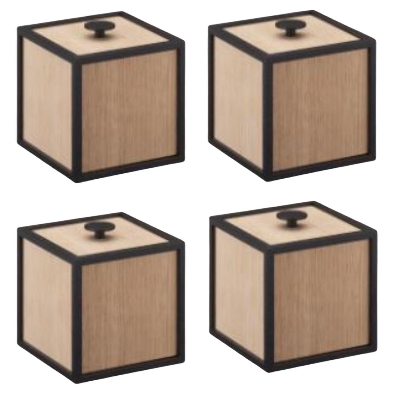 Set of 4 Oak Frame 10 Box by Lassen For Sale