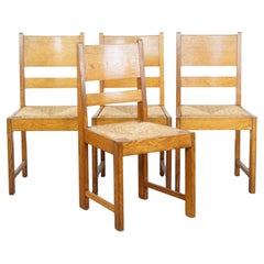 Set of 4 oak Hague School dining chairs from the early 1900s with wicker seats