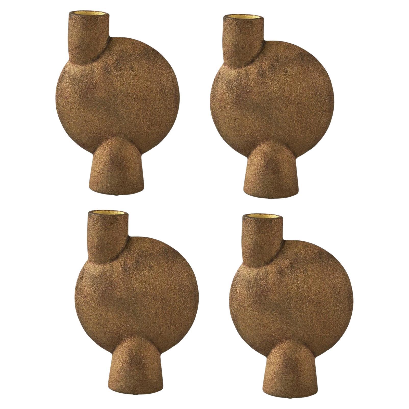 Set of 4 Ocher Medio Sphere Vase Bubl by 101 Copenhagen For Sale