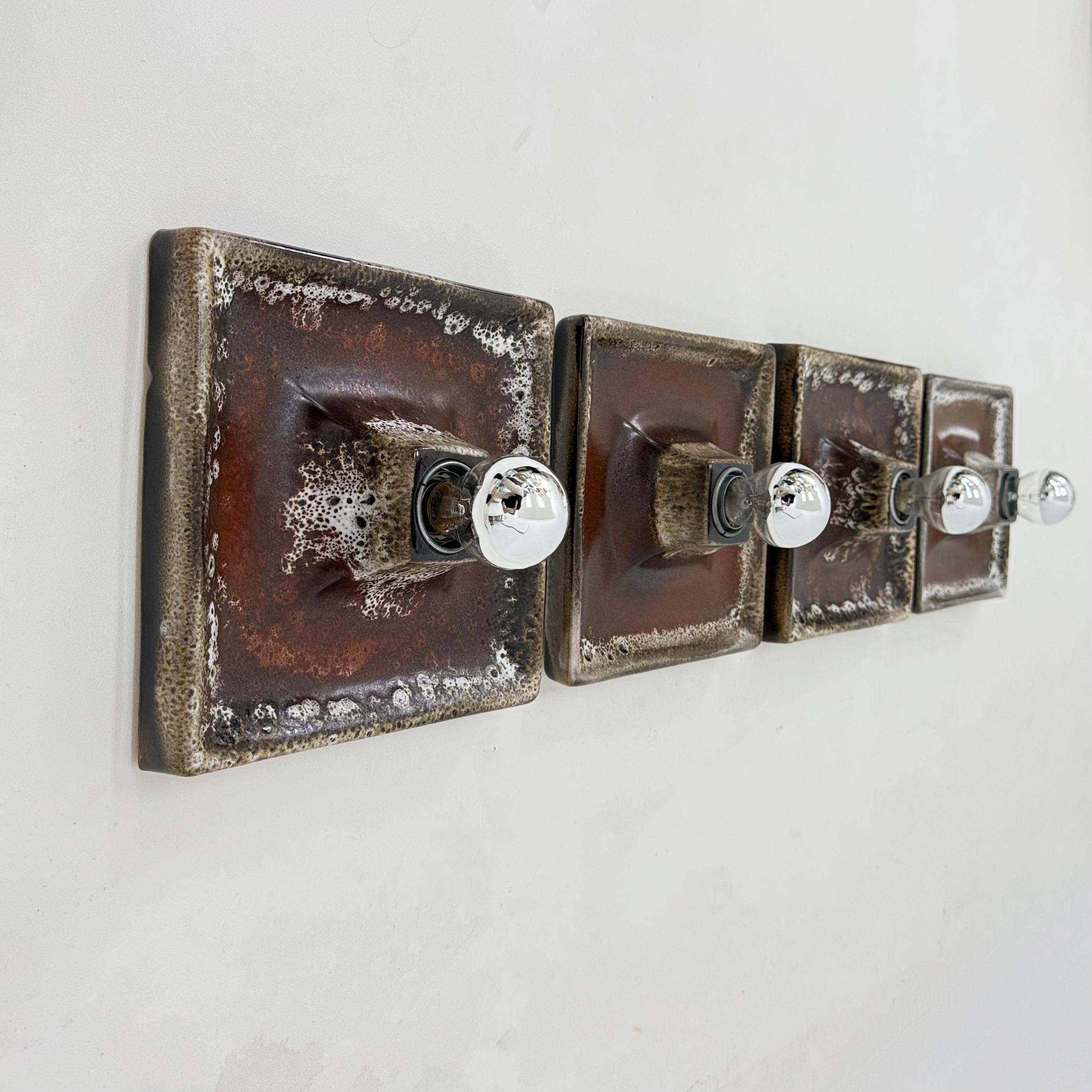 Set di 4 lampade da parete in ceramica marrone, anni '70 in vendita 10