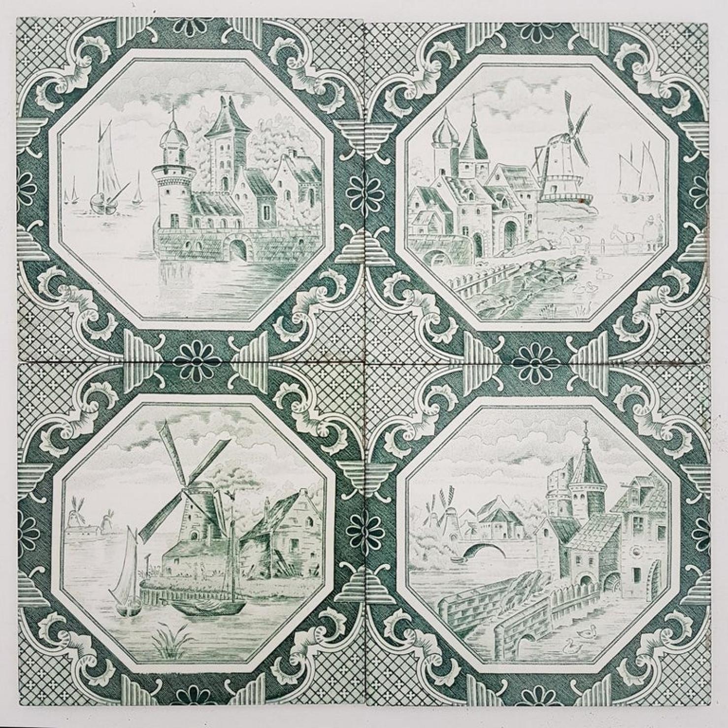 Set of 4 of Ceramic Tiles by Gilliot 'Total 200 Tiles', 1930 For Sale 5