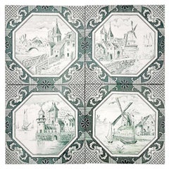 Set of 4 of Ceramic Tiles by Gilliot 'Total 200 Tiles', 1930