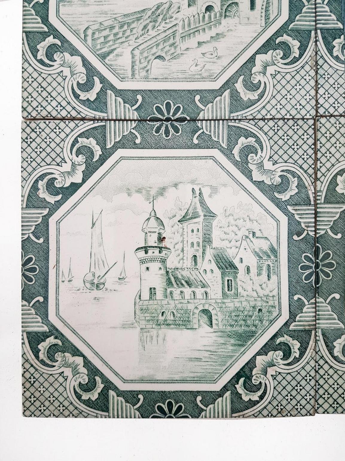 Belgian Set of 4 of Ceramic Tiles by Gilliot 'Total 200 Tiles', 1930 For Sale