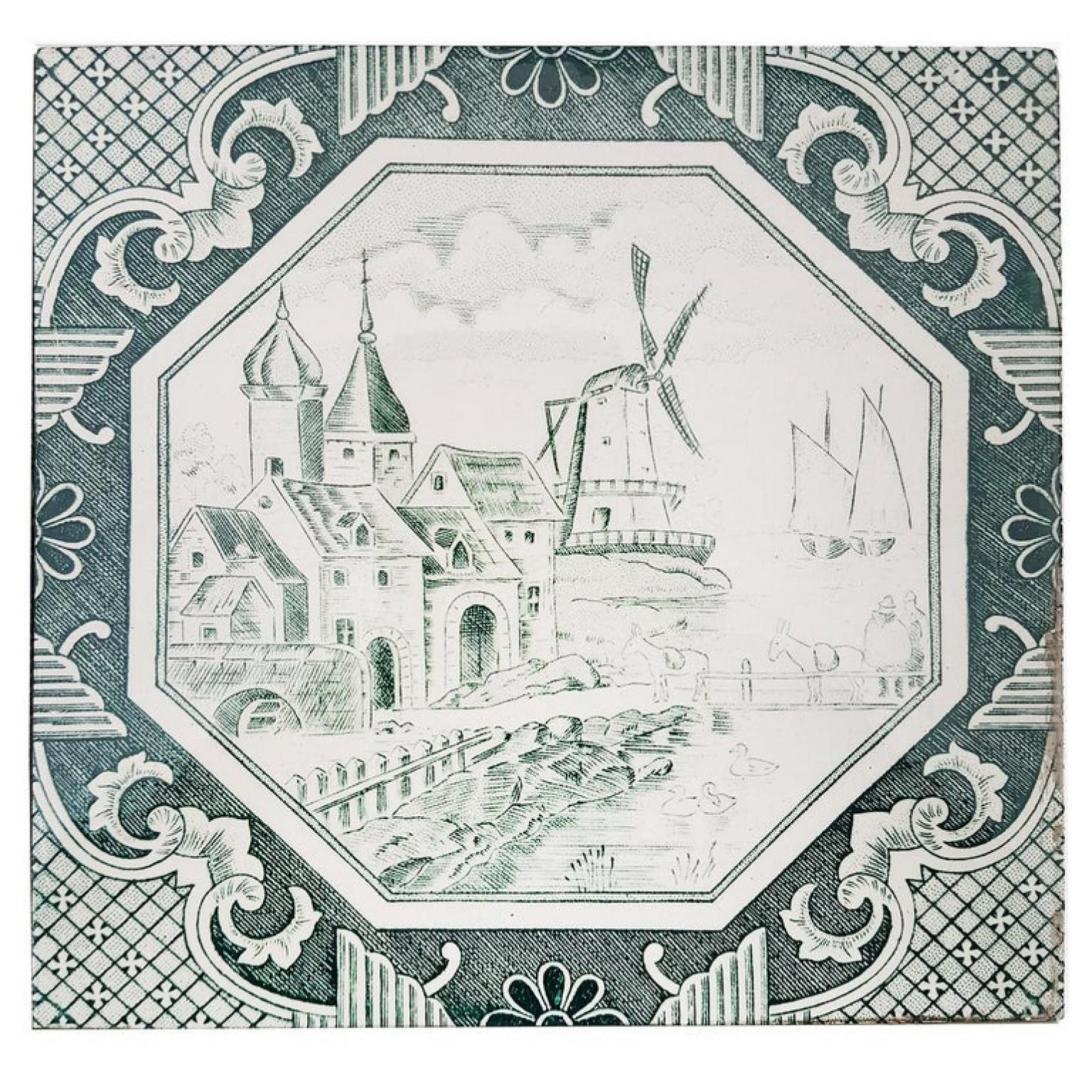 Glazed Set of 4 of Ceramic Tiles by Gilliot 'Total 200 Tiles', 1930 For Sale