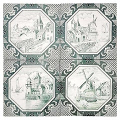 Ensemble de 4 carreaux en céramique de Gilliot « Total 200 Tiles », 1930