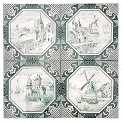 Set of 4 of Ceramic Tiles by Gilliot 'Total 200 Tiles', 1930