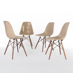 Set of 4 of Greige Herman Miller Eames Dsw Side Shell Chair
