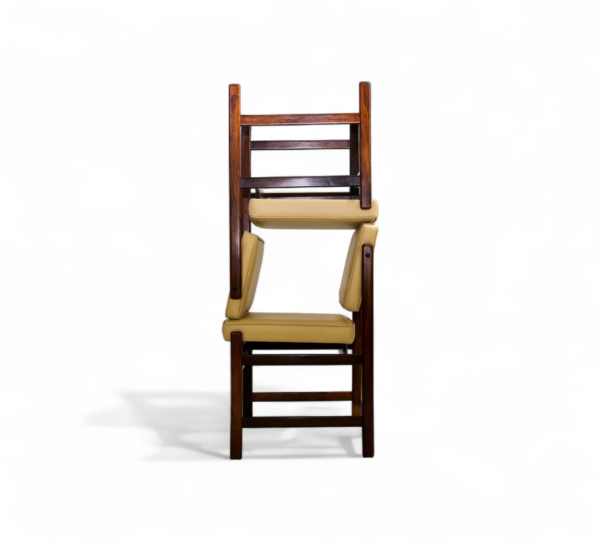 Set of 4 of “Marco” Chairs in Hardwood & Leather by Sergio Rodrigues, c. 1960s (20. Jahrhundert) im Angebot