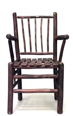 Set of 4 Rustic Old Hickory Arm Chairs