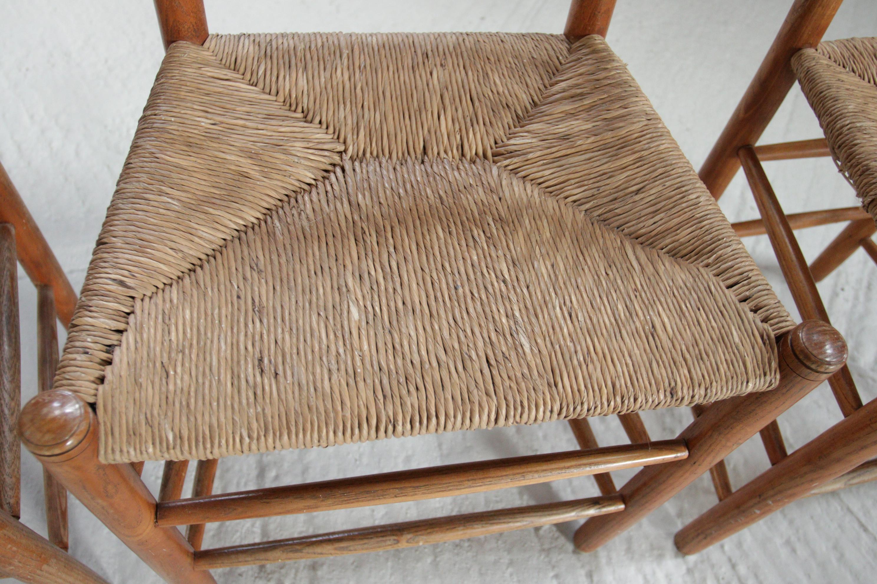 Set of 4 Old Rural Dutch Ladderback chairs 1960's For Sale 1