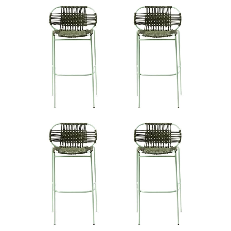 Set aus 4 olivfarbenen Cielo-Barhockern von Sebastian Herkner