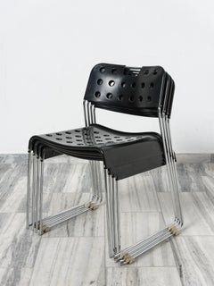 Set of 4 Omkstak stacking chairs by Rodney Kinsman for Bieffeplast, Italy 1970s