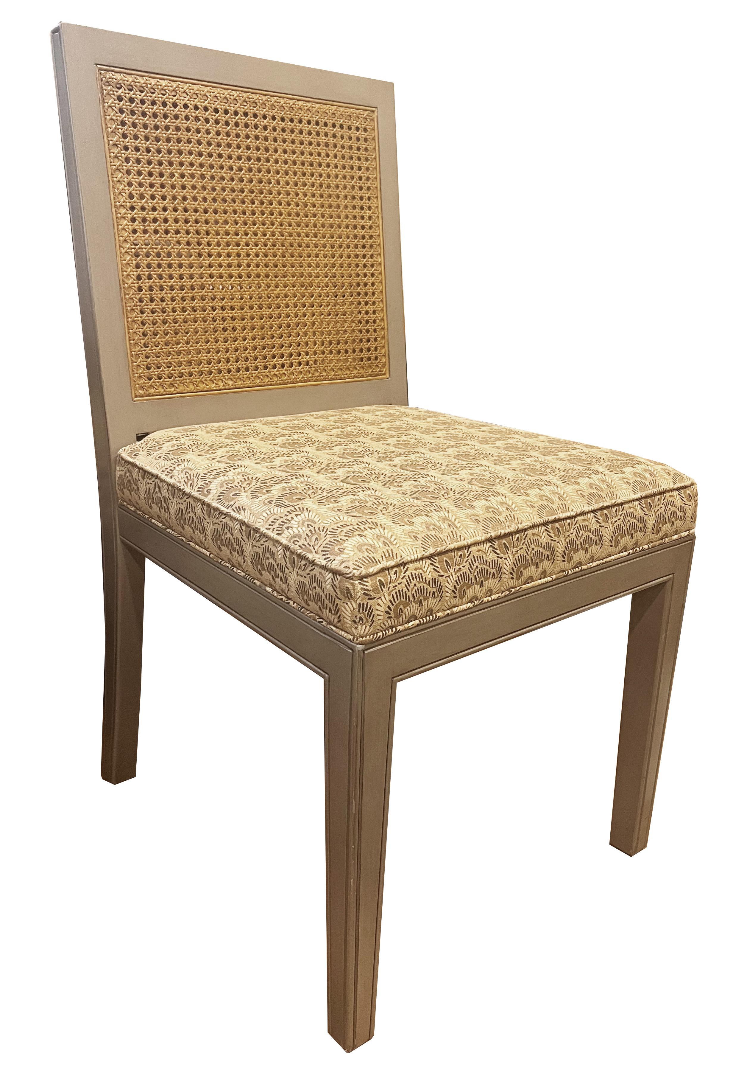 
Indulge in the exceptional allure of this set of four one-of-a-kind dining chairs, meticulously crafted to be a statement piece in any dining space. The custom paint with glaze on the frame adds a touch of artisanal elegance, showcasing a blend of