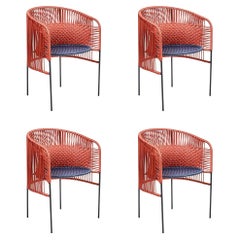 Set di 4 sedie da pranzo Caribe Chic arancioni di Sebastian Herkner
