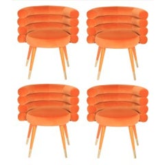 Set of 4 Orange Marshmallow Dining Chairs, Royal Stranger