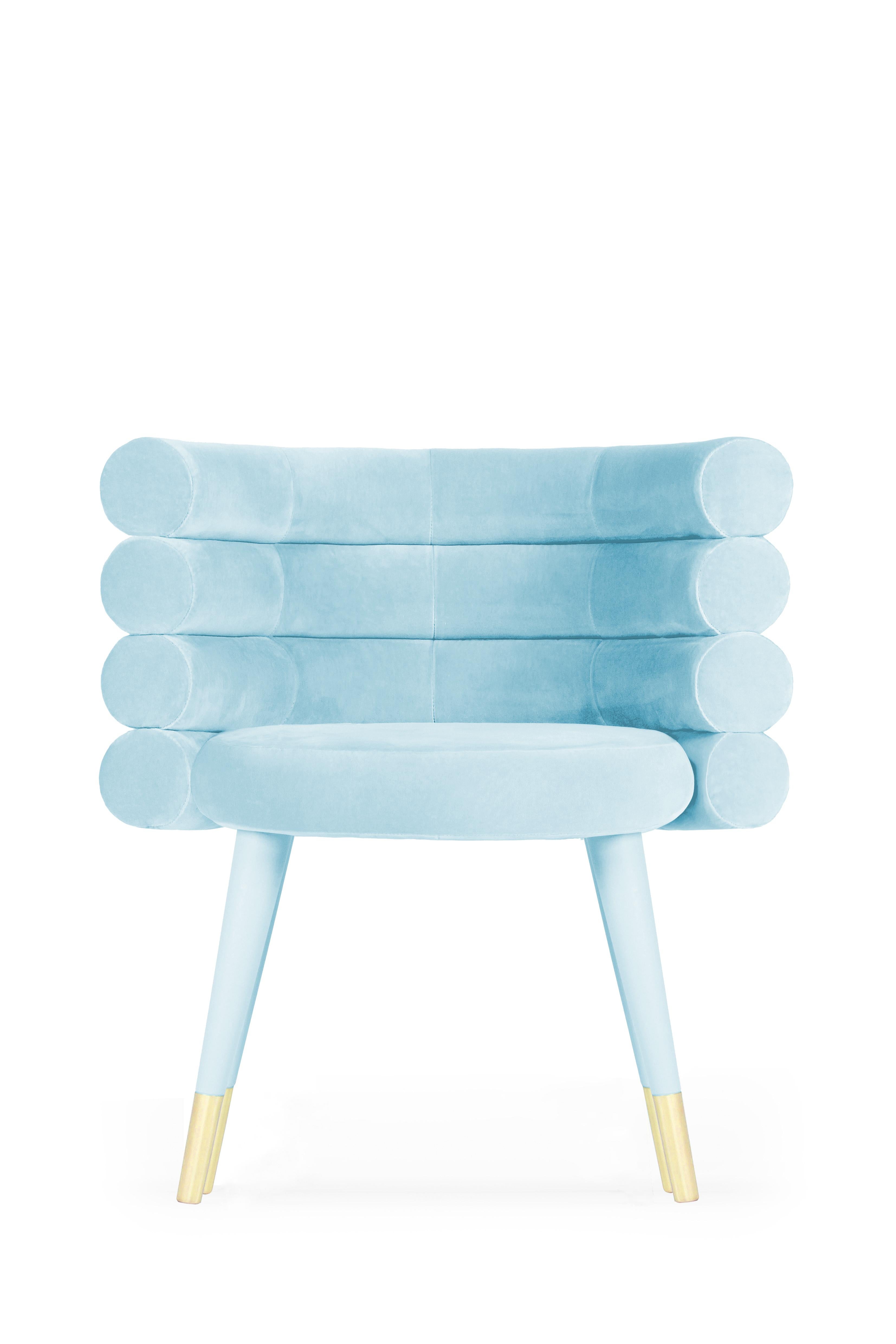 Modern Set of 4 Orange Marshmallow Dining Chairs, Royal Stranger For Sale