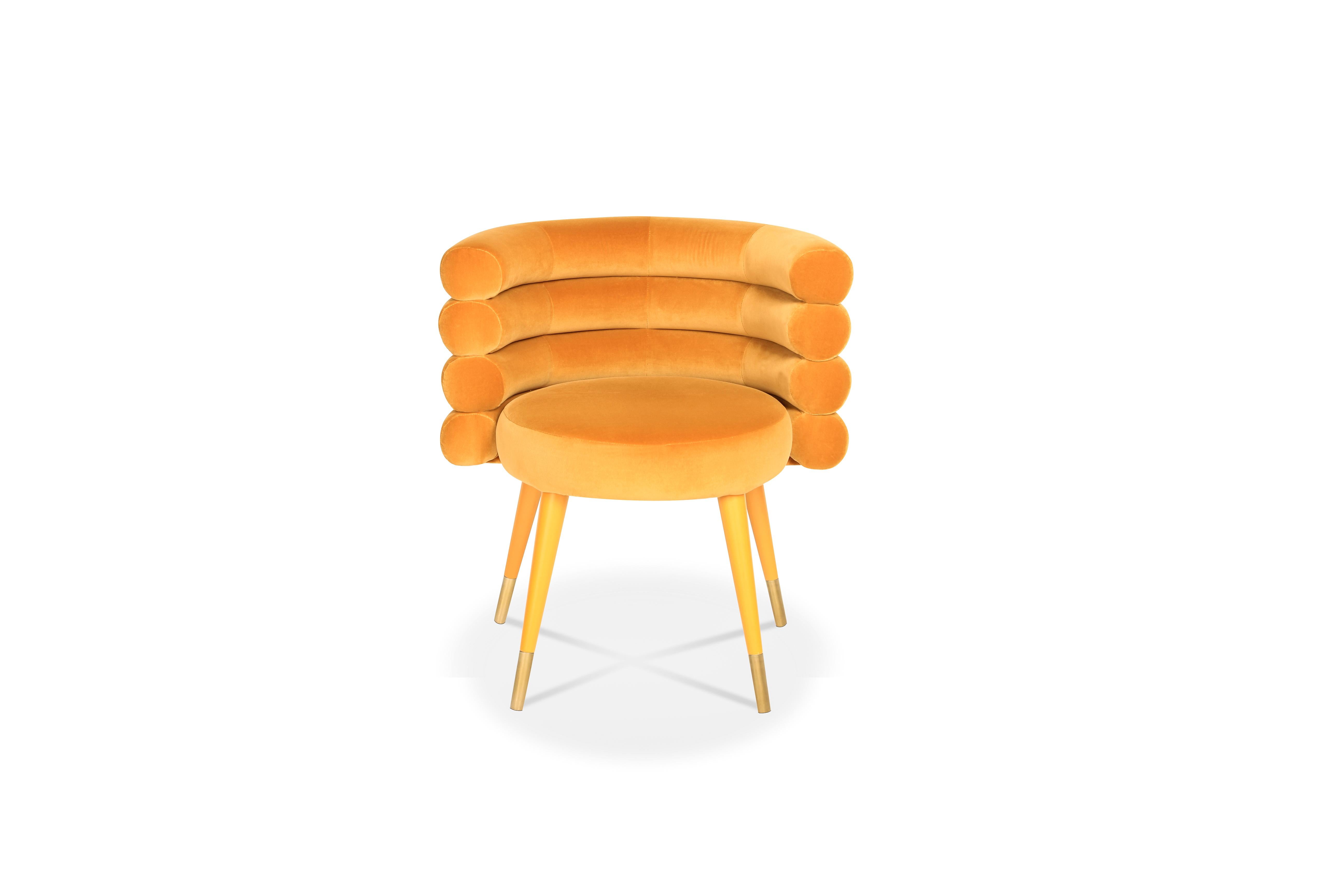 Contemporary Set of 4 Orange Marshmallow Dining Chairs, Royal Stranger For Sale