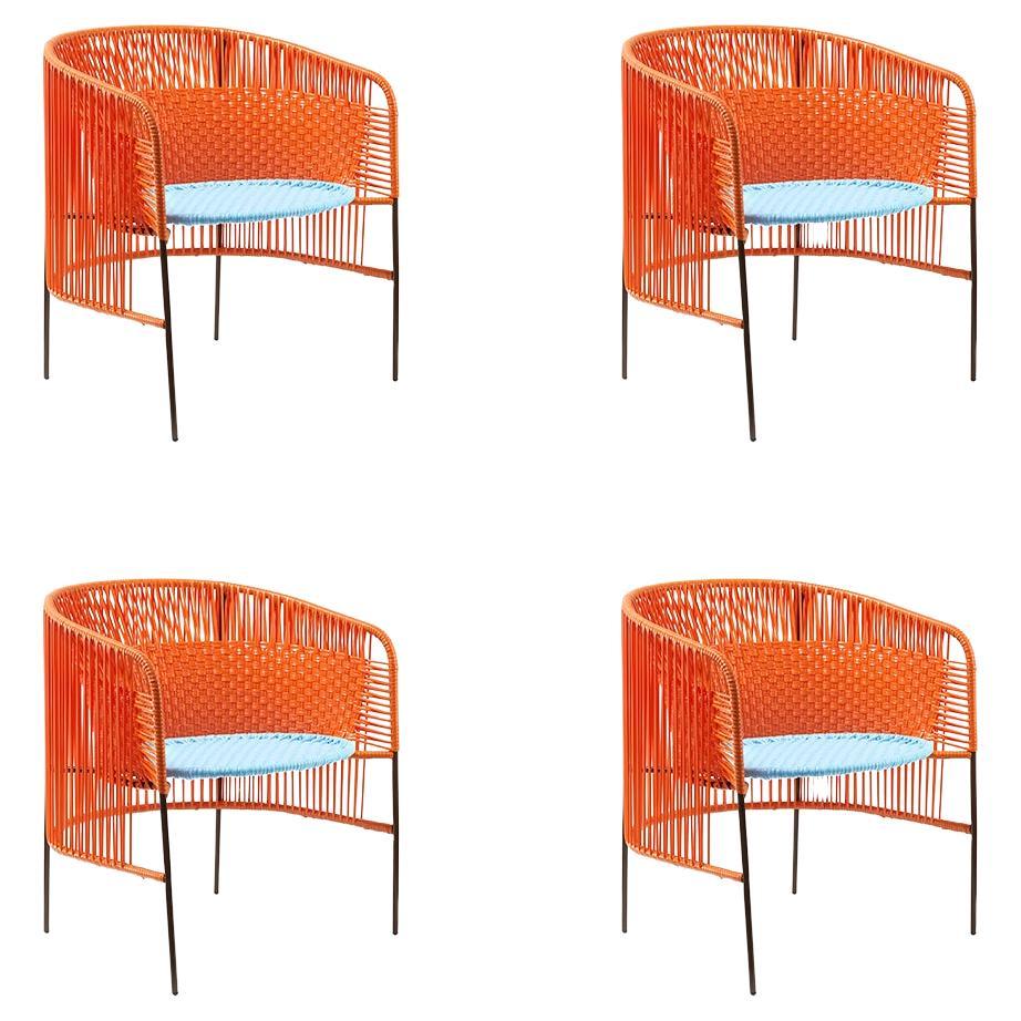 Set of 4 Orange Mint Caribe Lounge Chair by Sebastian Herkner