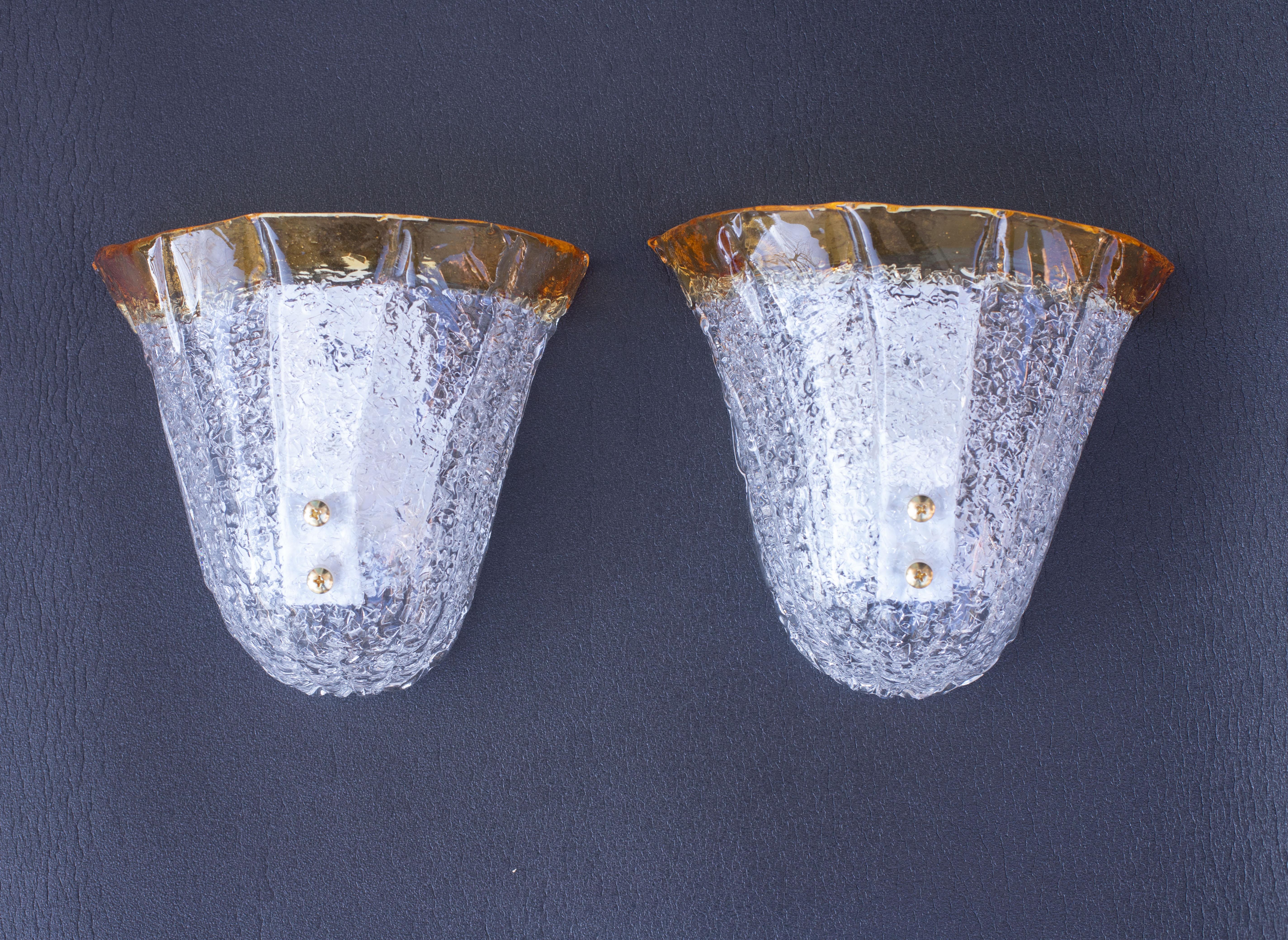 Set Of 4 Orange Murano Glass 2 Ceiling Light and 2 Wall Light, 1970 For Sale 2