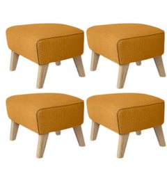 Set of 4 Orange, Natural Oak Raf Simons Vidar 3 My Own Chair Footstool by Lassen
