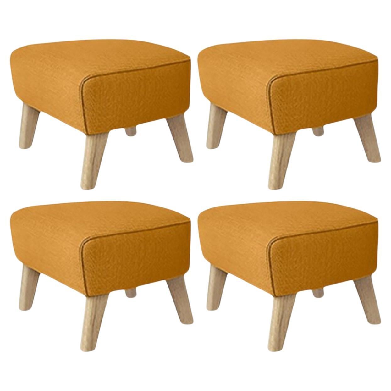 Set of 4 Orange, Natural Oak Raf Simons Vidar 3 My Own Chair Footstool by Lassen For Sale