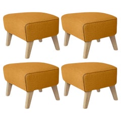 Set of 4 Orange, Natural Oak Raf Simons Vidar 3 My Own Chair Footstool by Lassen