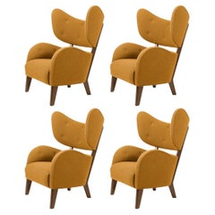 Set Of 4 Orange Raf Simons Vidar 3 Smoked Oak My Own Lounge Chair by Lassen