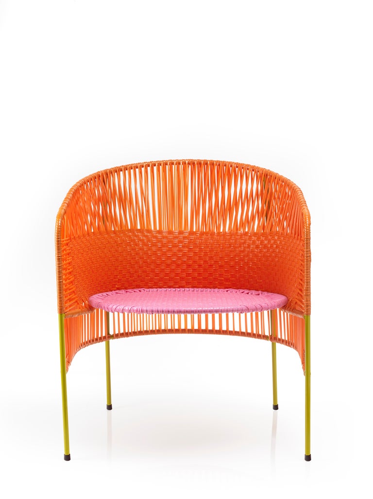Modern Set of 4 Orange Rose Caribe Lounge Chair by Sebastian Herkner For Sale