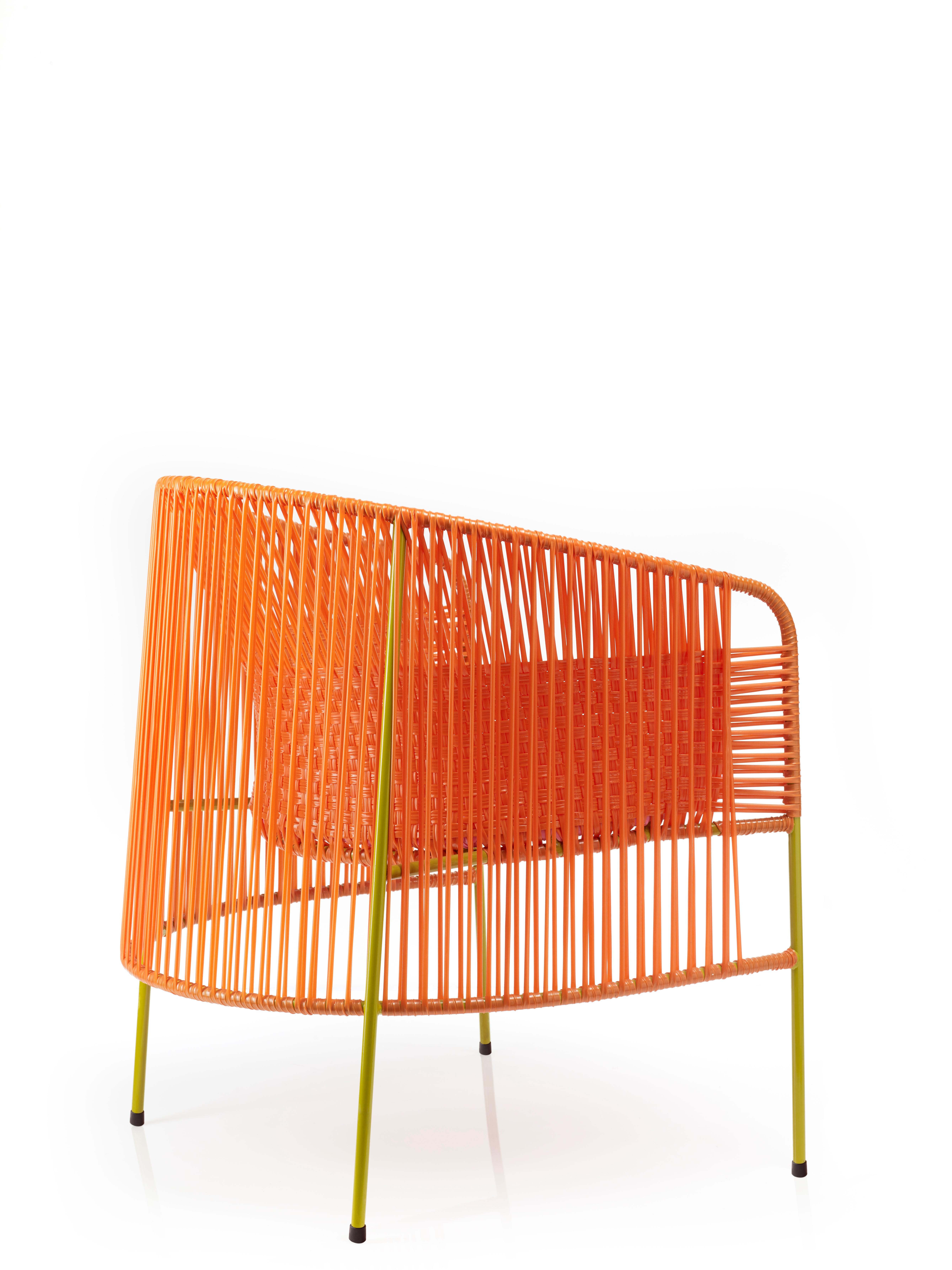 Powder-Coated Set of 4 Orange Rose Caribe Lounge Chair by Sebastian Herkner