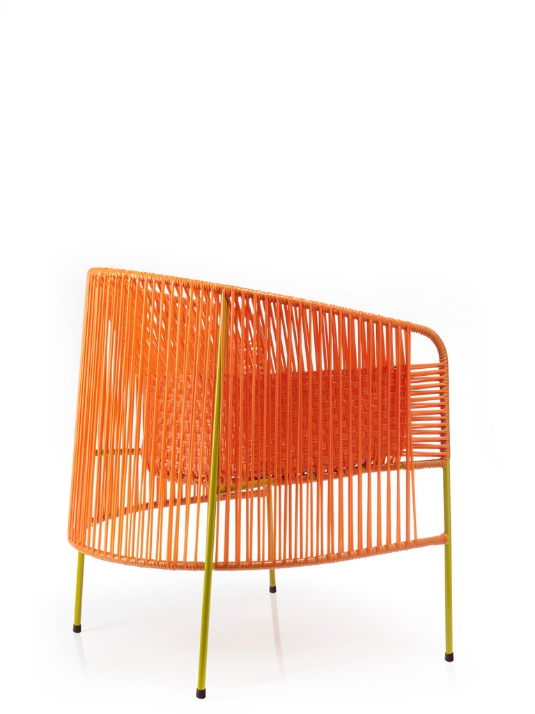 Powder-Coated Set of 4 Orange Rose Caribe Lounge Chair by Sebastian Herkner For Sale