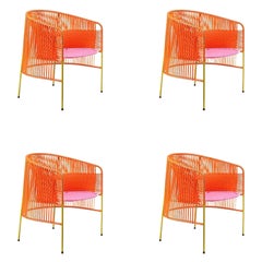 Set di 4 sedie da salotto Caribe Orange Rose di Sebastian Herkner