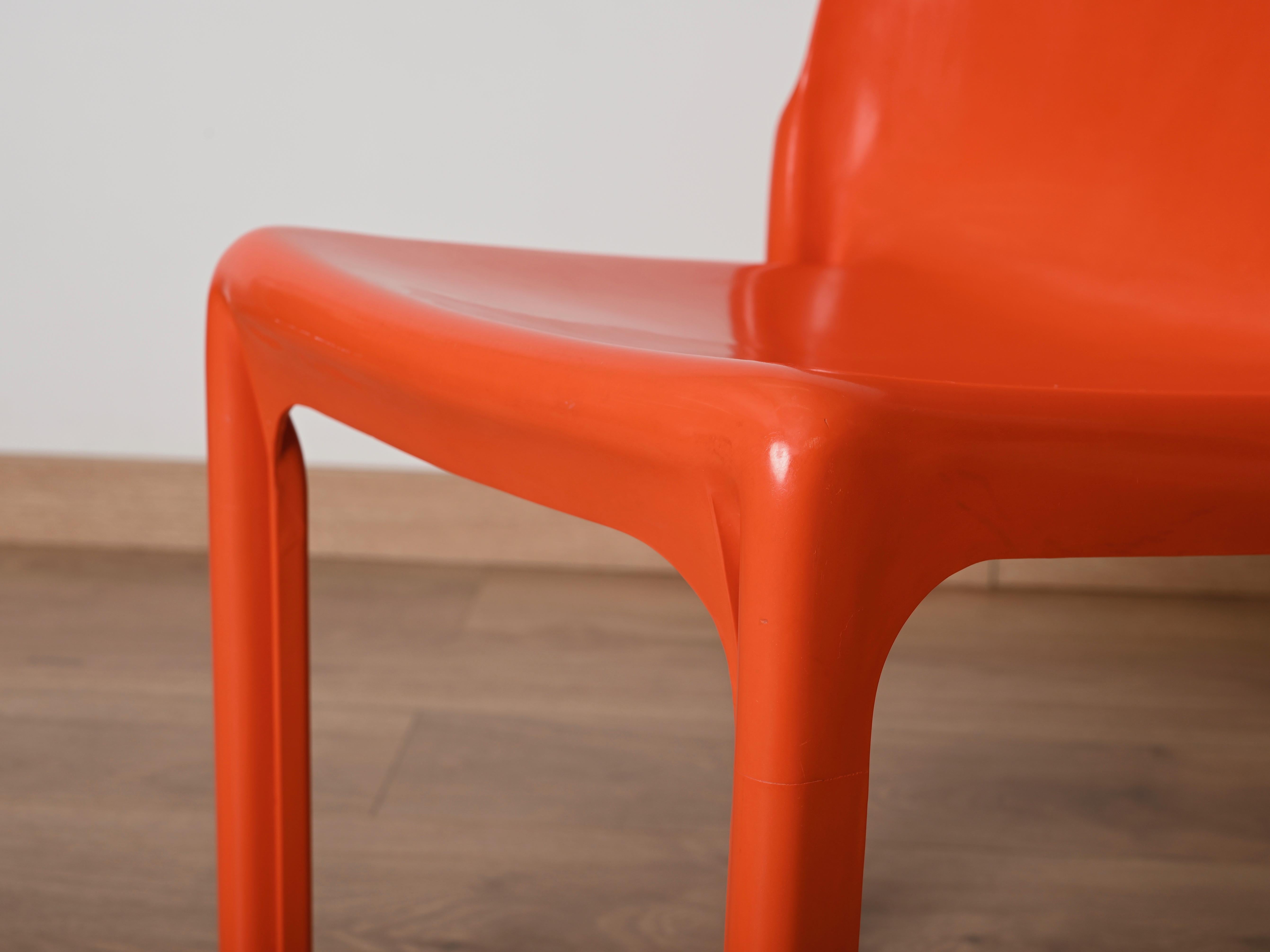 Set of 4 Orange Selene Chairs by Vico Magistretti for Artemide, Italy 1969 For Sale 3